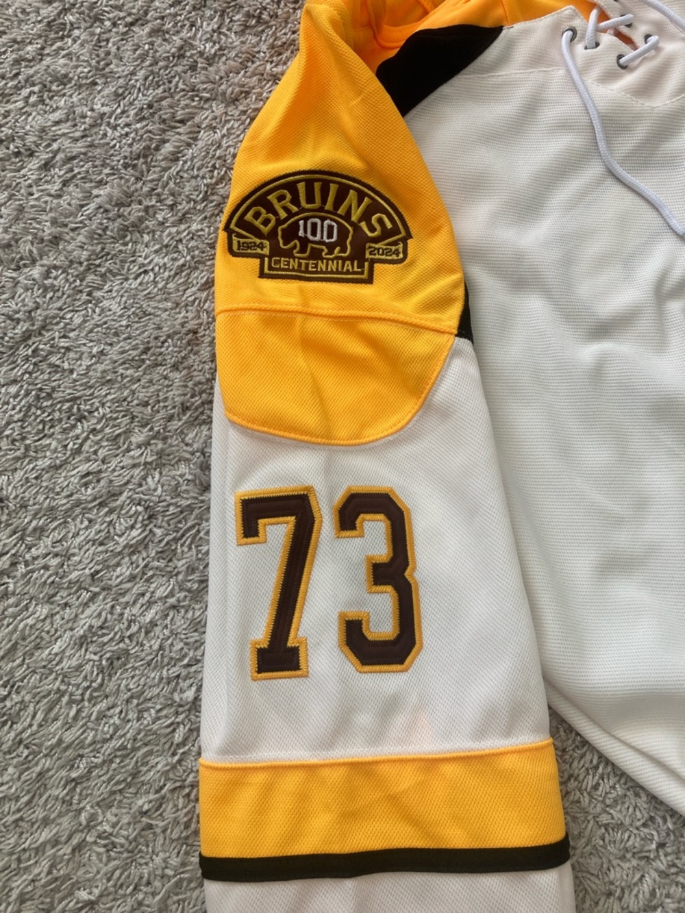 Fanatics Boston Bruins White and Gold Hockey Jersey #73 - Picture 5 of 7